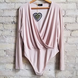 NWT Club L Asos plus Long Sleeve Wrap Bodysuit 18